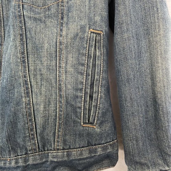 GAP Women's Y2K Sherpa Lined Snap Up Denim Jean Jacket Size S Blue - Picture 5 of 12